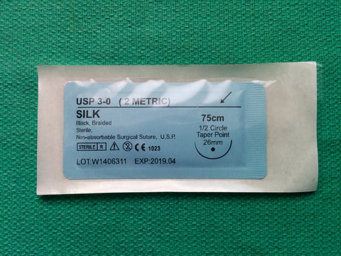 Silk 3-0 Suture - 1/2 Taper Point Needle