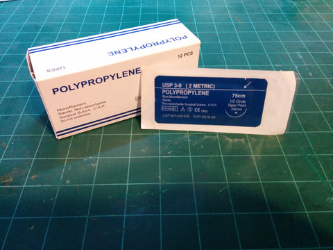 Polypropylene 3-0 Suture - 1/2 Taper Point Needle